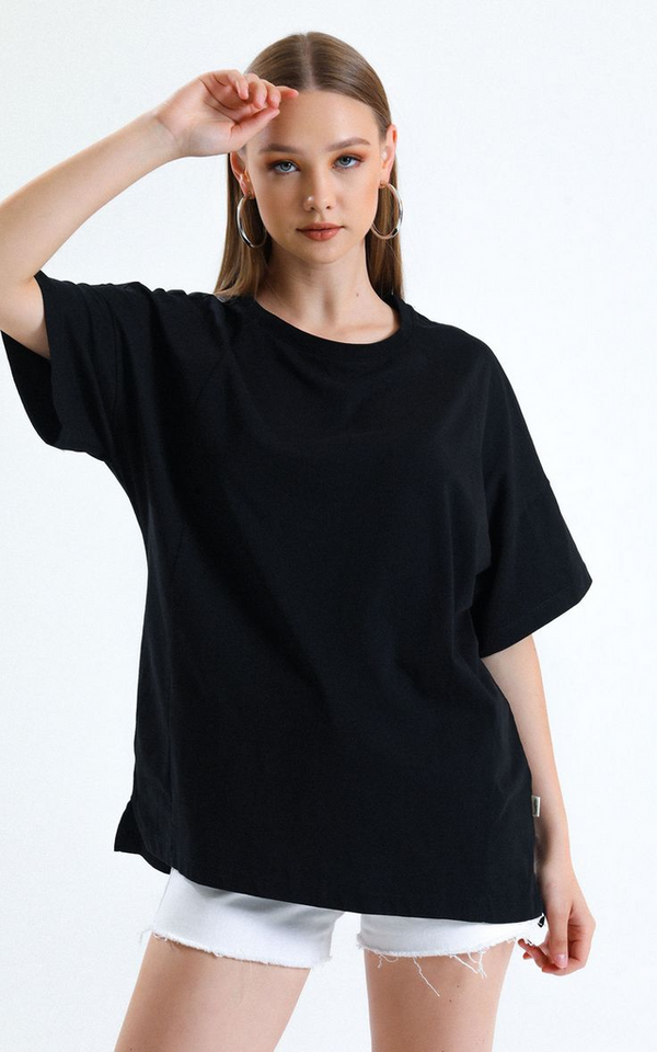 Black Plain Drop Shoulder