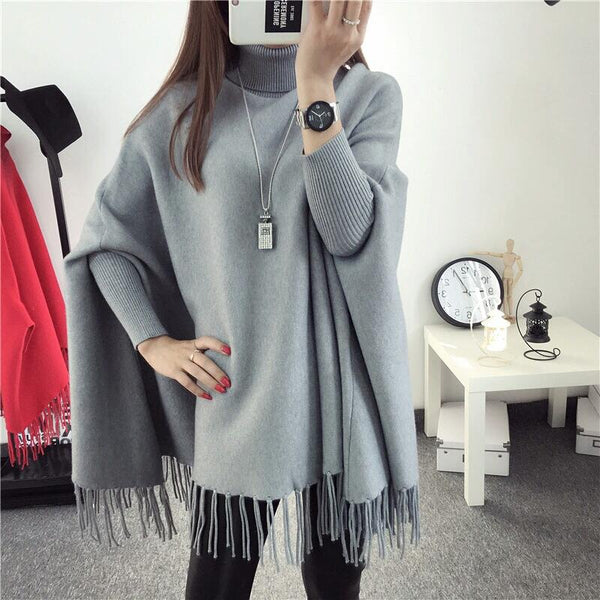 PLAIN PONCHO - GREY - Ownz.Top