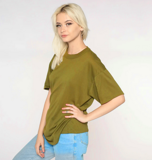 Olive Plain Drop Shoulder