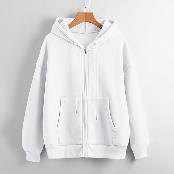 Plain White Kangaroo Zipper