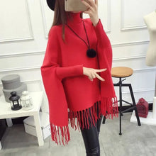 Women's Plain Red Poncho