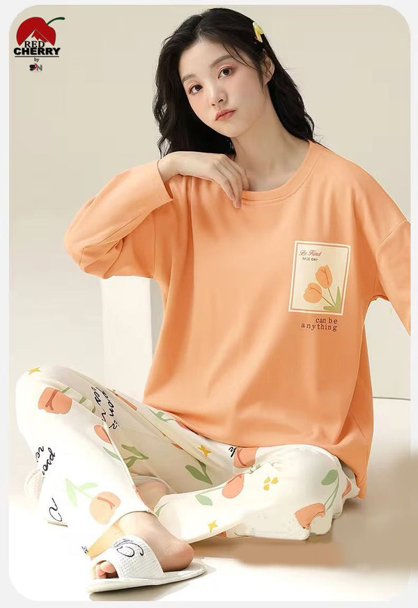 POCKET FLOWER PRINTED NIGHT WEAR FULL SLEEVES