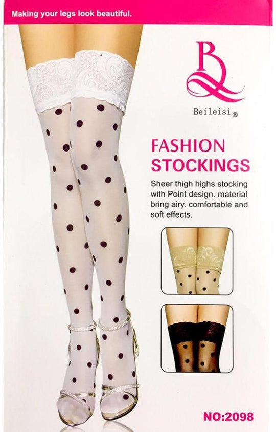 Polka Dots Women Leg Stocking White - Ownz.Top