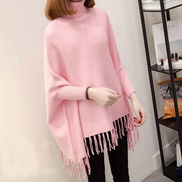 Women's Plain Pink Poncho