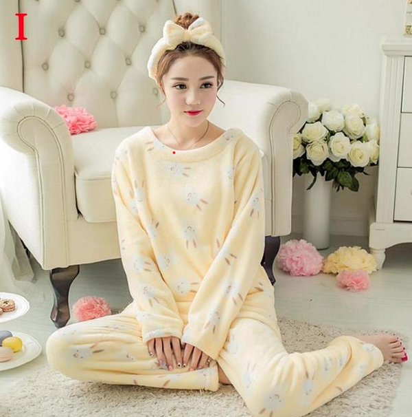 FLEECE LONG SLEEVE PAJAMA SUIT YELLOW RABBIT - Ownz.Top