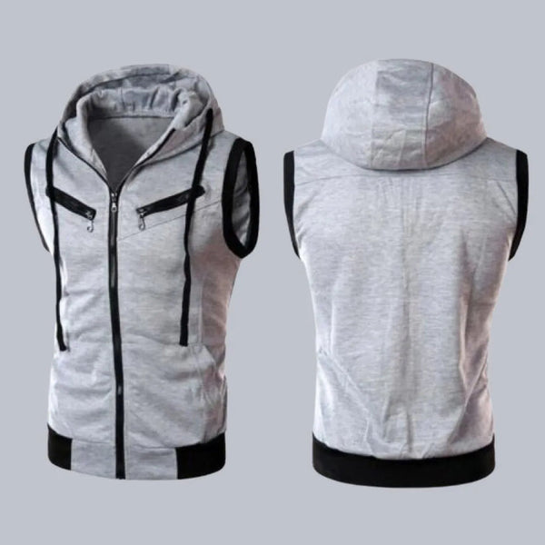 Grey Sleeveless Zipper