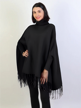 Women's Plain Black Poncho