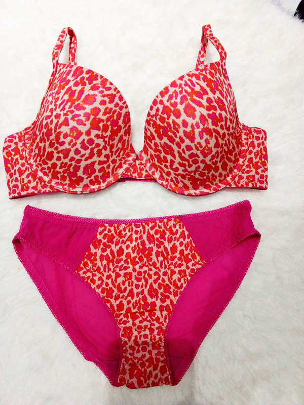 Leopard Print Padded Bra and Panty Set - Ownz.Top