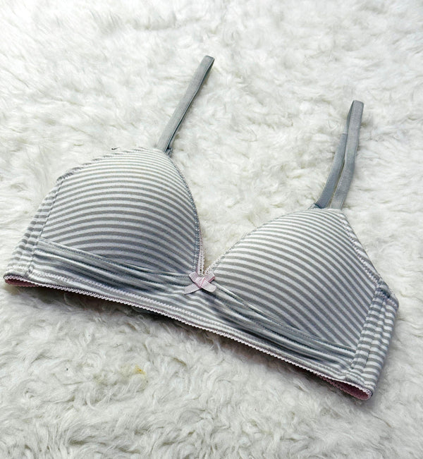 Grey Stripe Soft Padded Bra - Ownz.Top