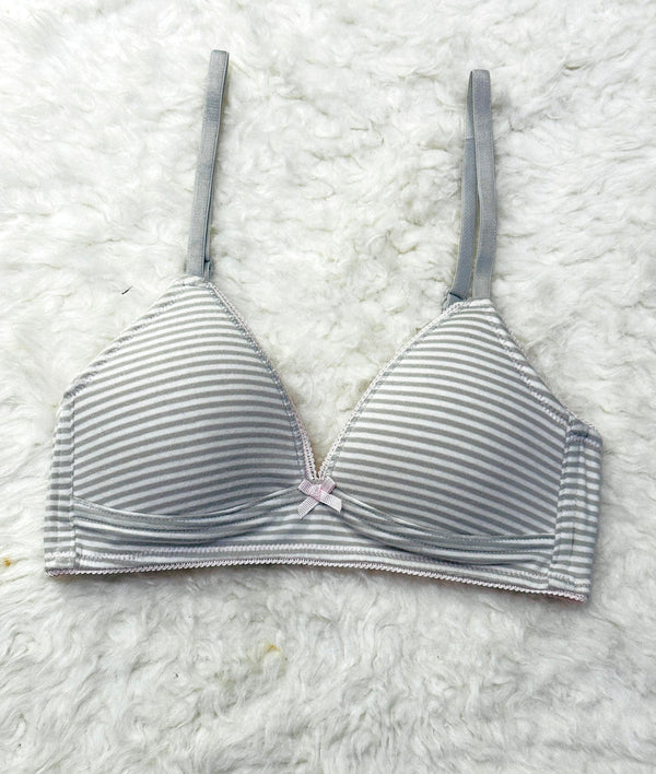 Grey Stripe Soft Padded Bra - Ownz.Top