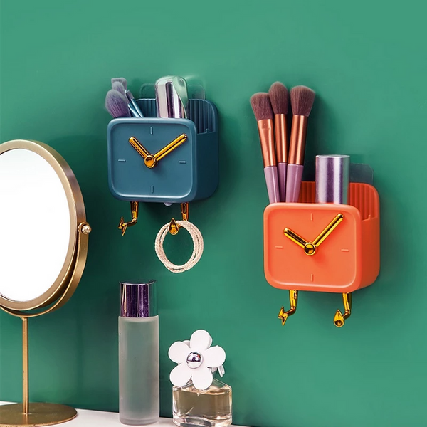 CREATIVE CLOCK HANGING STORAGE BOX MOBILE PHONE HOLDER - Ownz.Top