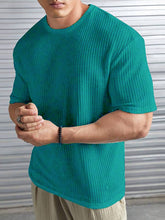 Oversized Waffle Knit Tee For Men - Turkish Green