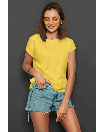 BASIC PLAIN TEE FOR WOMEN - YELLOW - Ownz.Top