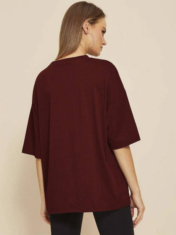 Maroon Plain Drop Shoulder