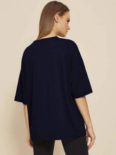 Navy Blue Plain Drop Shoulder